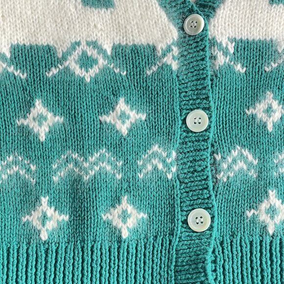 Vintage Keepsake Cardigan Sweater Women Small Eyelash Christmas Mohair Fair Isle - Picture 3 of 11